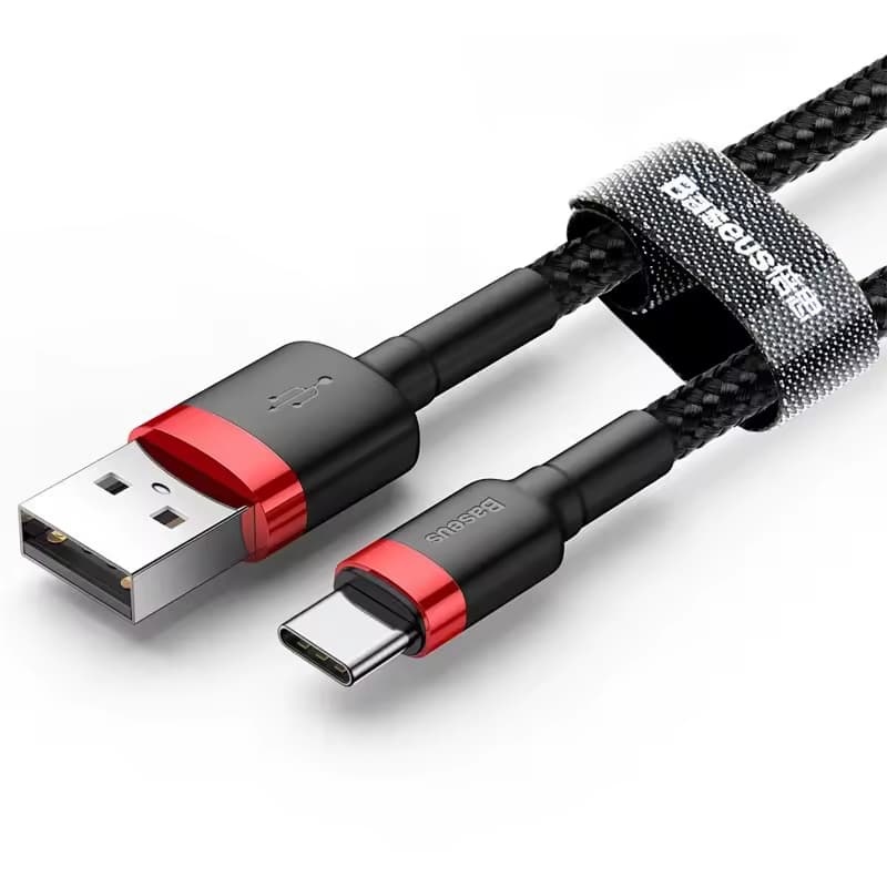 Cabo USB-Tipo C Baseus 3.A QC3.0  /  Revestimento Reforçado / Celulares e Computadores / Carregamento Rápido - 1 Metro