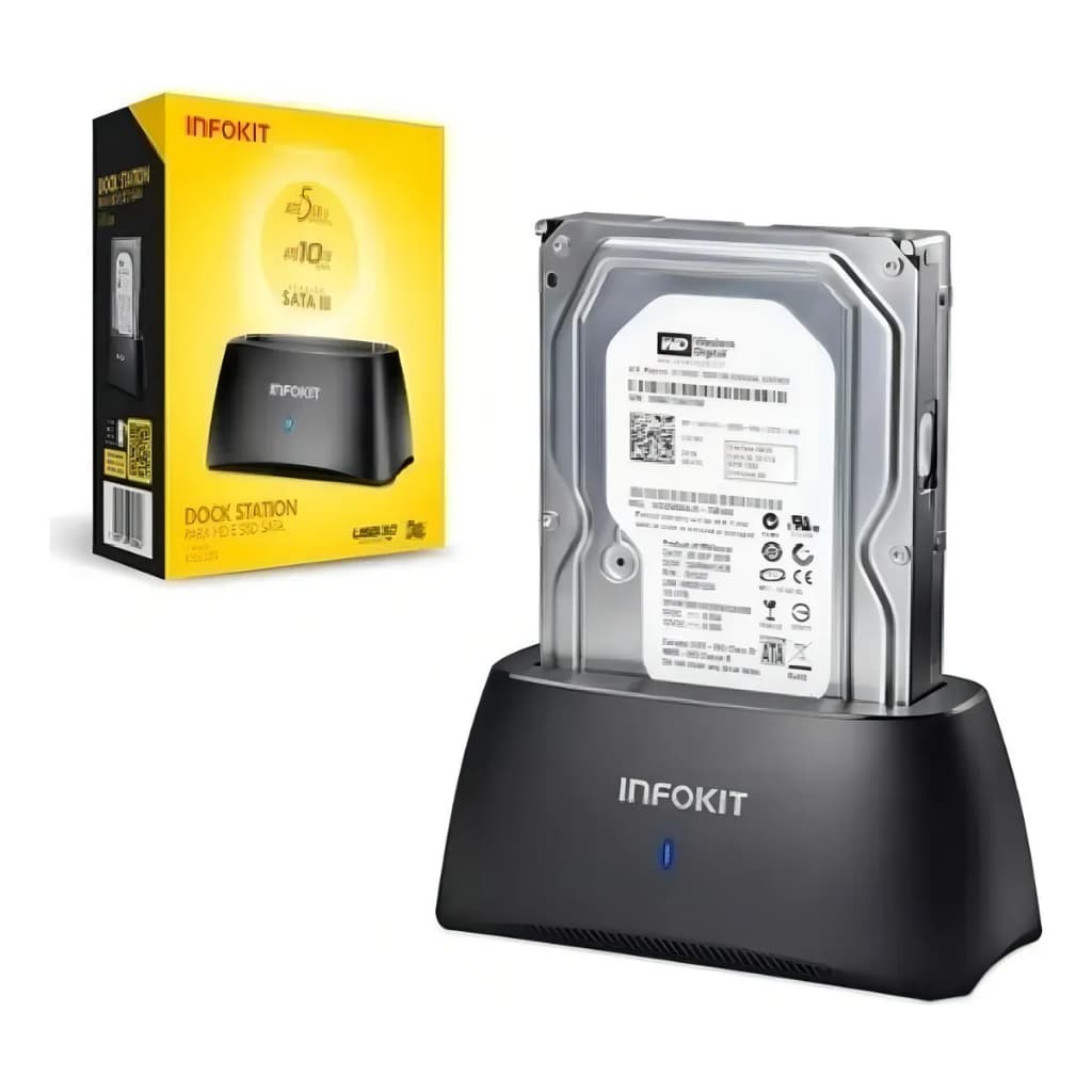 DOCK STATION USB 3.0 PARA HD/SSD SATA 2,5" E 3,5" (SATA III) ECASE Z320 + FONTE 12V