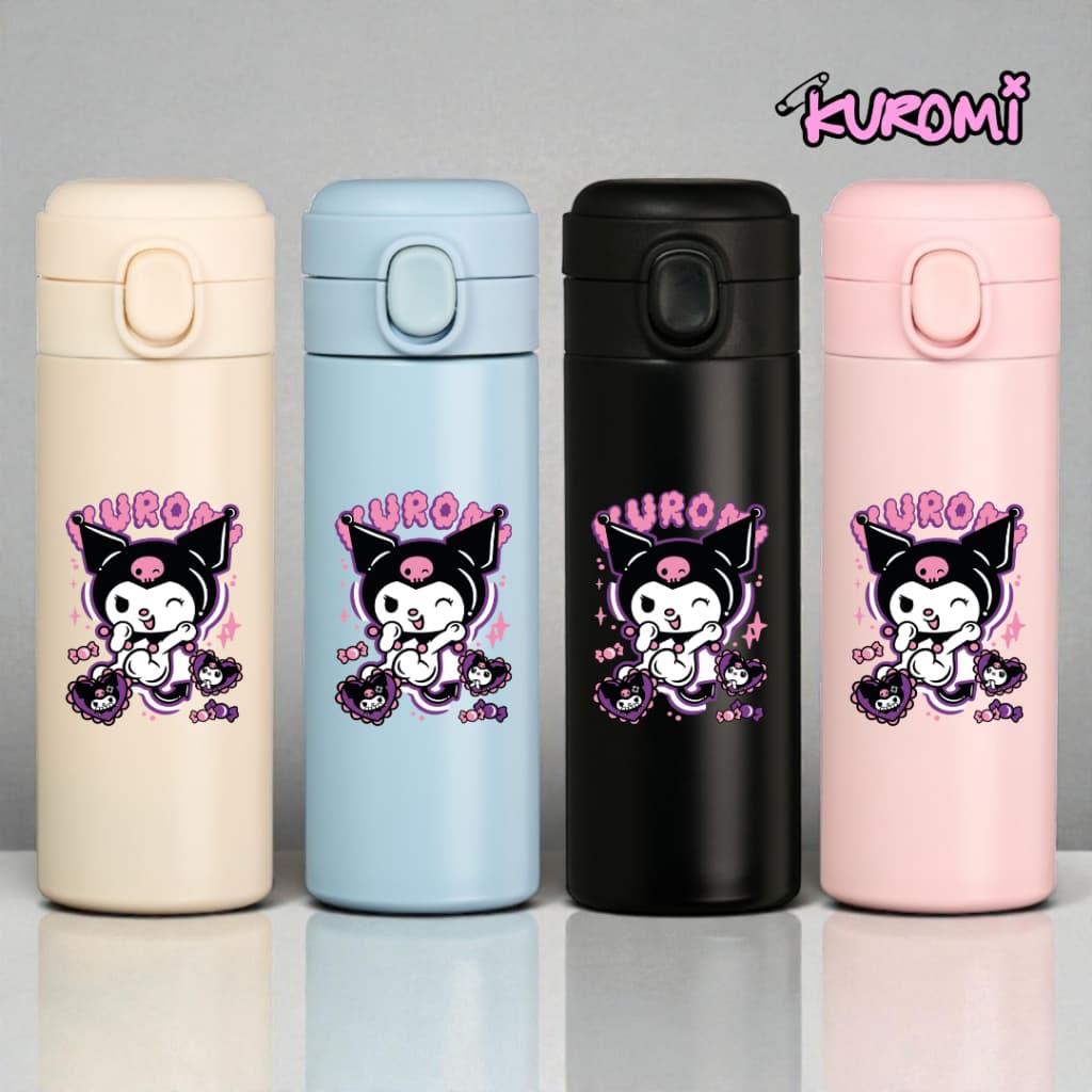 Garrafa Térmica Aço Inoxidavel Kuromi Sanrio Parede Dupla 400ml