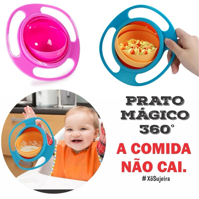 Prato Giratório infantil 360° prato mágico sem sujeira