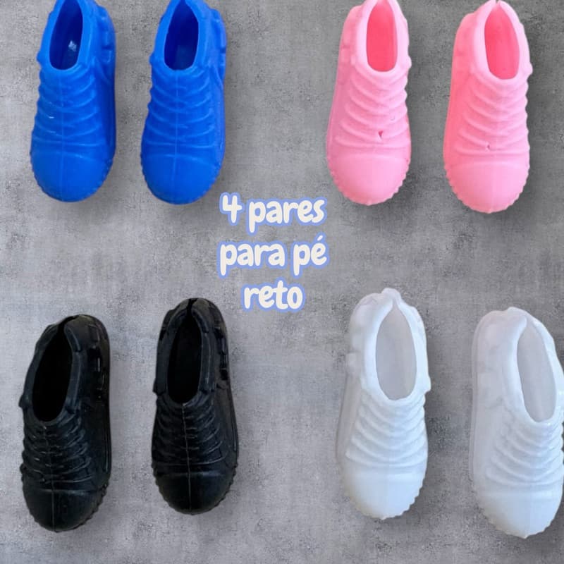 kIt 4 pares Tenis para  boneca 30cm KITNR20  ESCALA DOLL 1:6 Fashion roupas boneca look doll sapatos boneca miniaturas