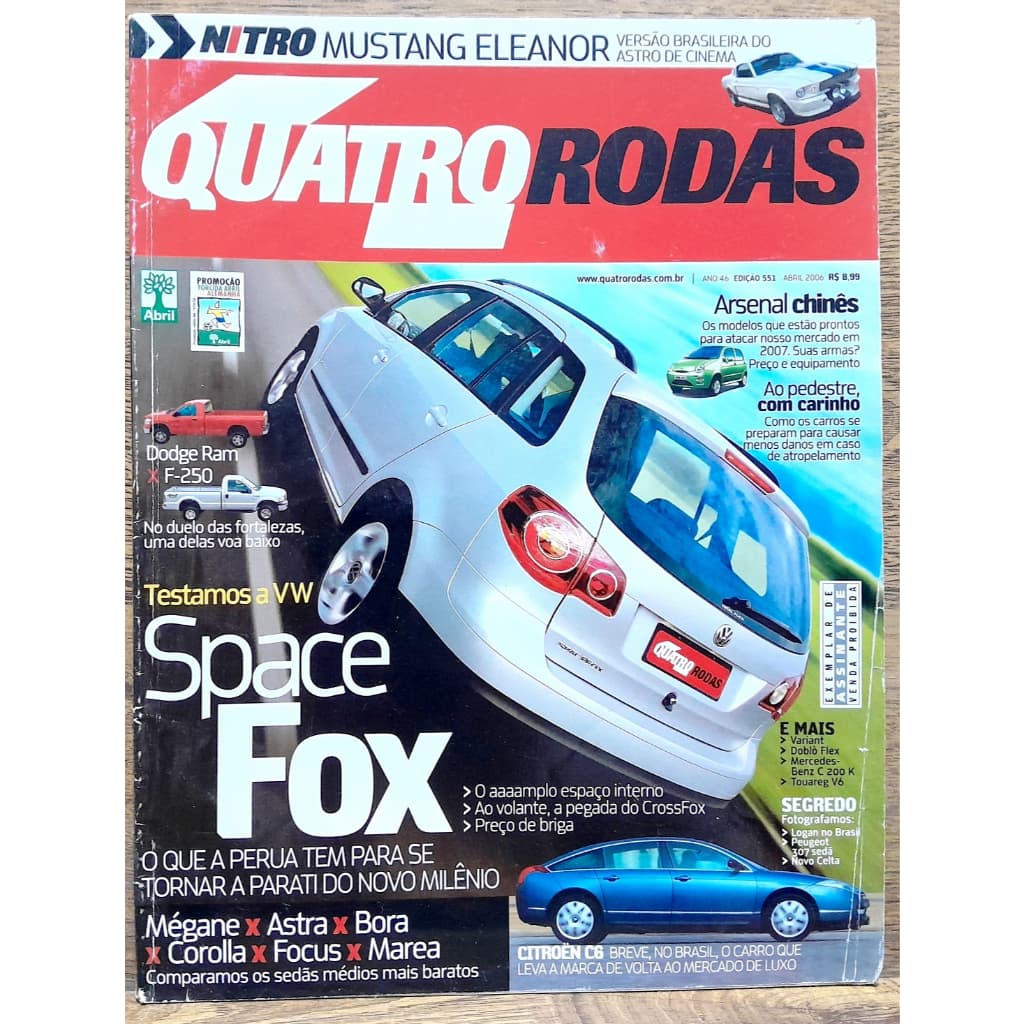 Revista Quatro Rodas 551 Spacefox Ford F-250 Dodge Ram Megane Bora Astra Marea Citroen C6 Touareg