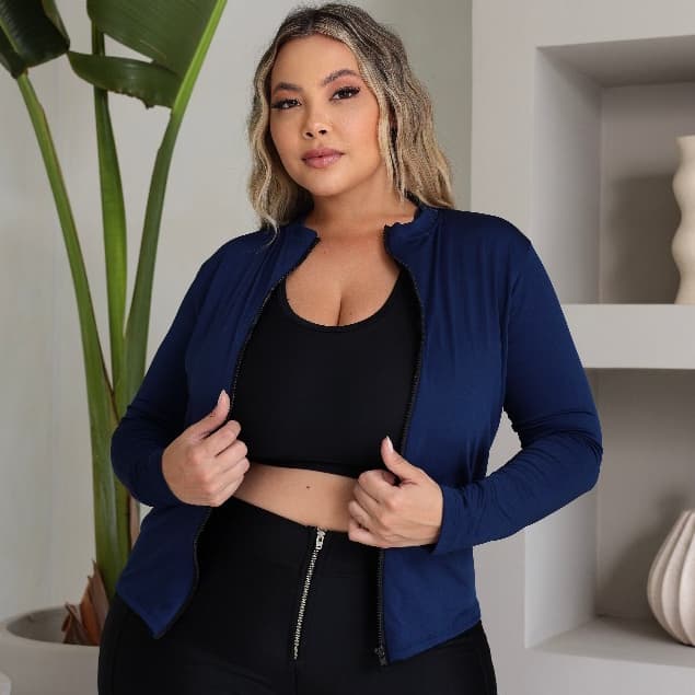 Casaco Feminino Leve UV Blusa Proteção Térmica com Zíper Casaquinho Plus Size Esporte Academia