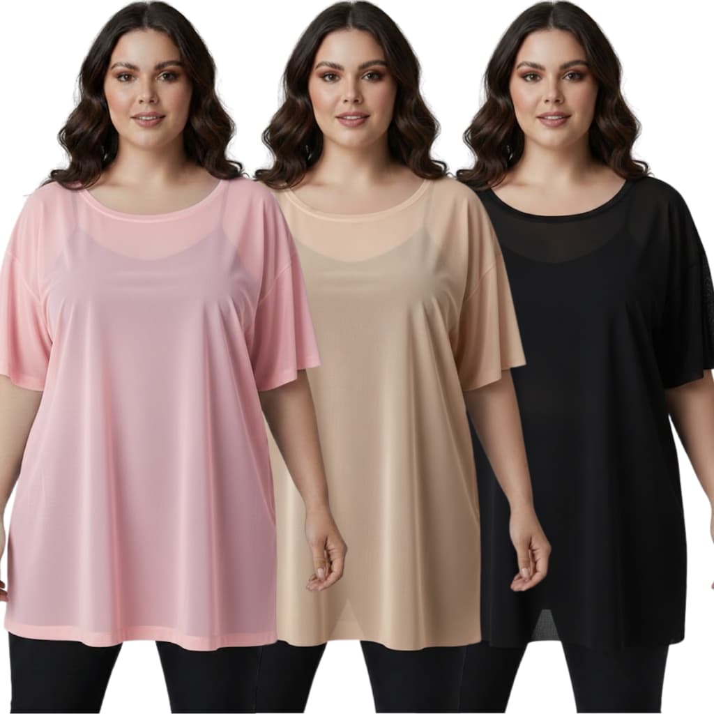 kit 1 ou 3 Blusas Plus Size kit Academia Treino Respiravél Blusão Vest Leg Feminina