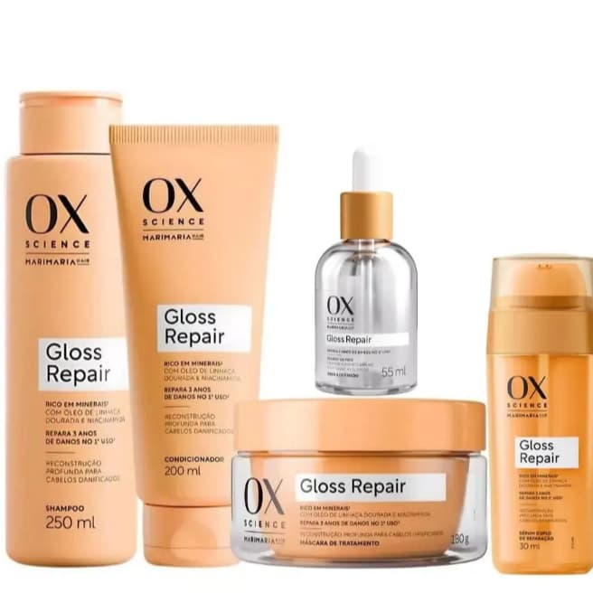 Kit Ox Science Mari Maria Hair Gloss Repair Shampoo 250ml, Condicionador 200ml E Máscara De Tratamento 180g