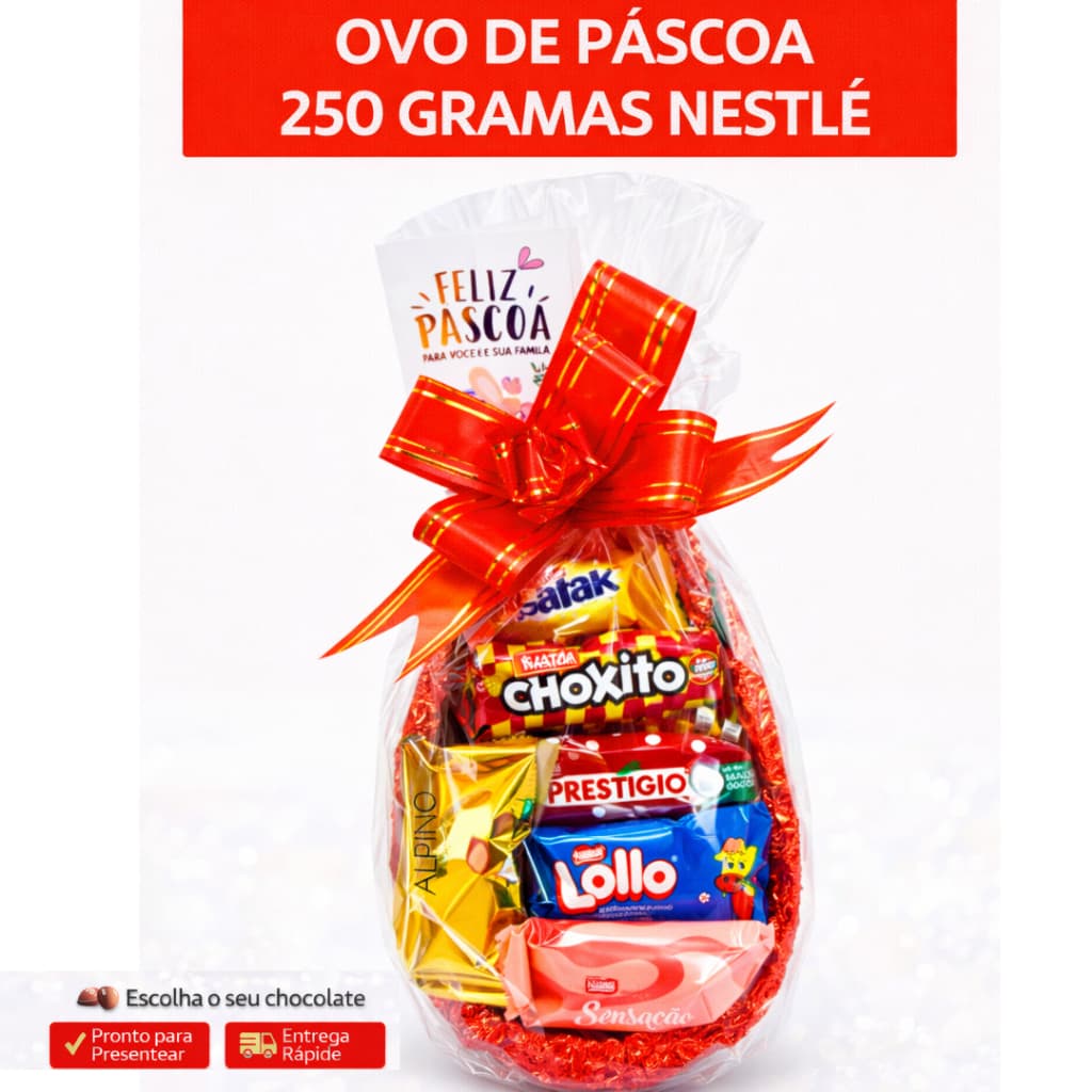 vo de Páscoa Nestlé  250g Recheado com Bombons | Pronto para Presentear - Enviado em Caixa Isopor