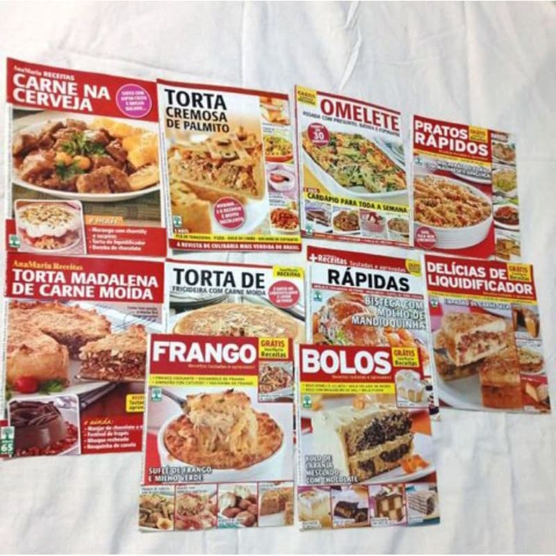 kit com 10 revistas de variadas receitas