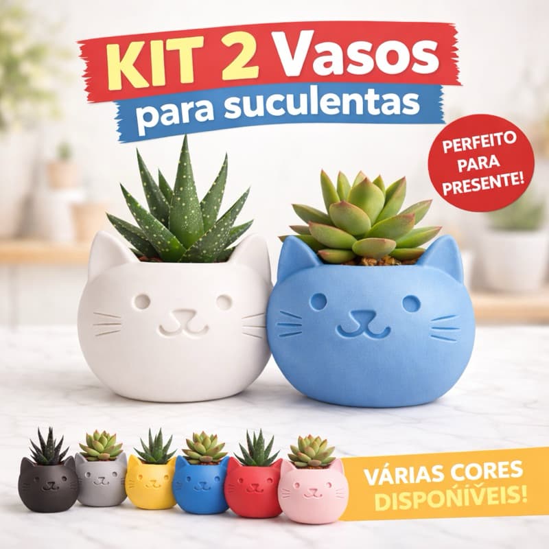 Vasos Plantas Gatinho | Cachepô para Suculentas e Plantas Pequenas