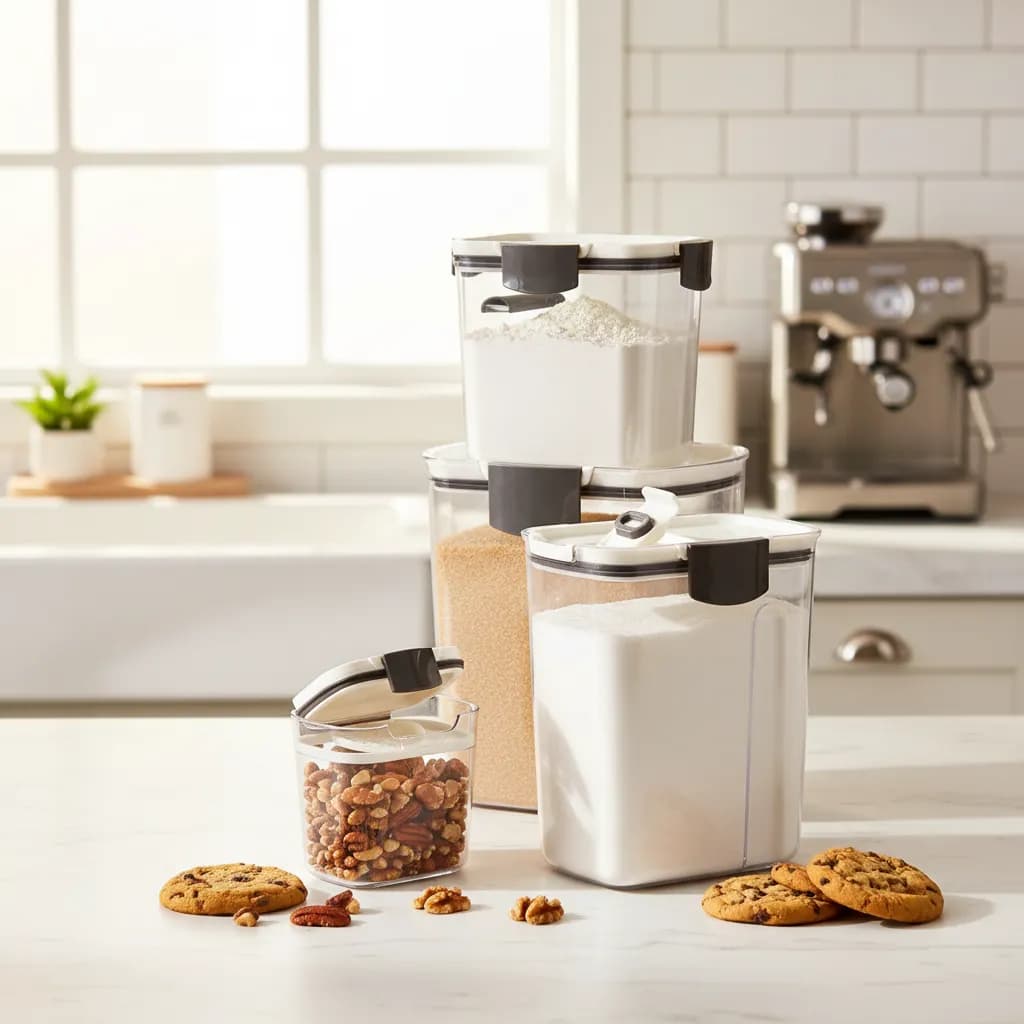 Kit 4 Potes Herméticos Plástico Organizadores Cozinha Porta Grãos Com Tampa