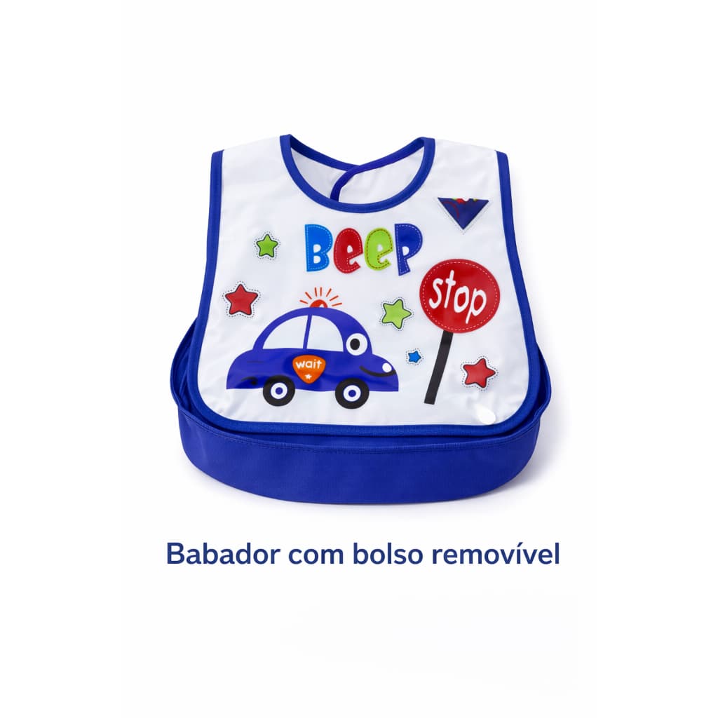 Babador Plastico Silicone Impermeavel Cata Migalha Removível e Ajuste no Pescoço