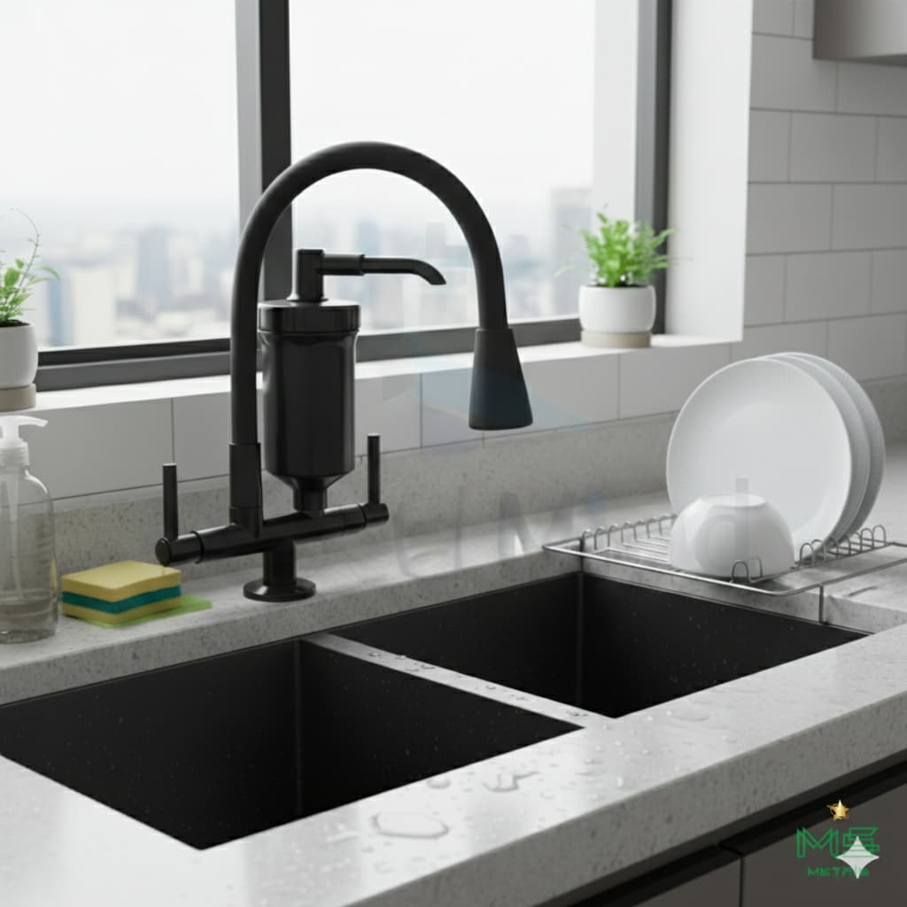 Torneira Bancada Cozinha Com Filtro Flexível Cone AllBlack Gourmet Preta Pia Mesa