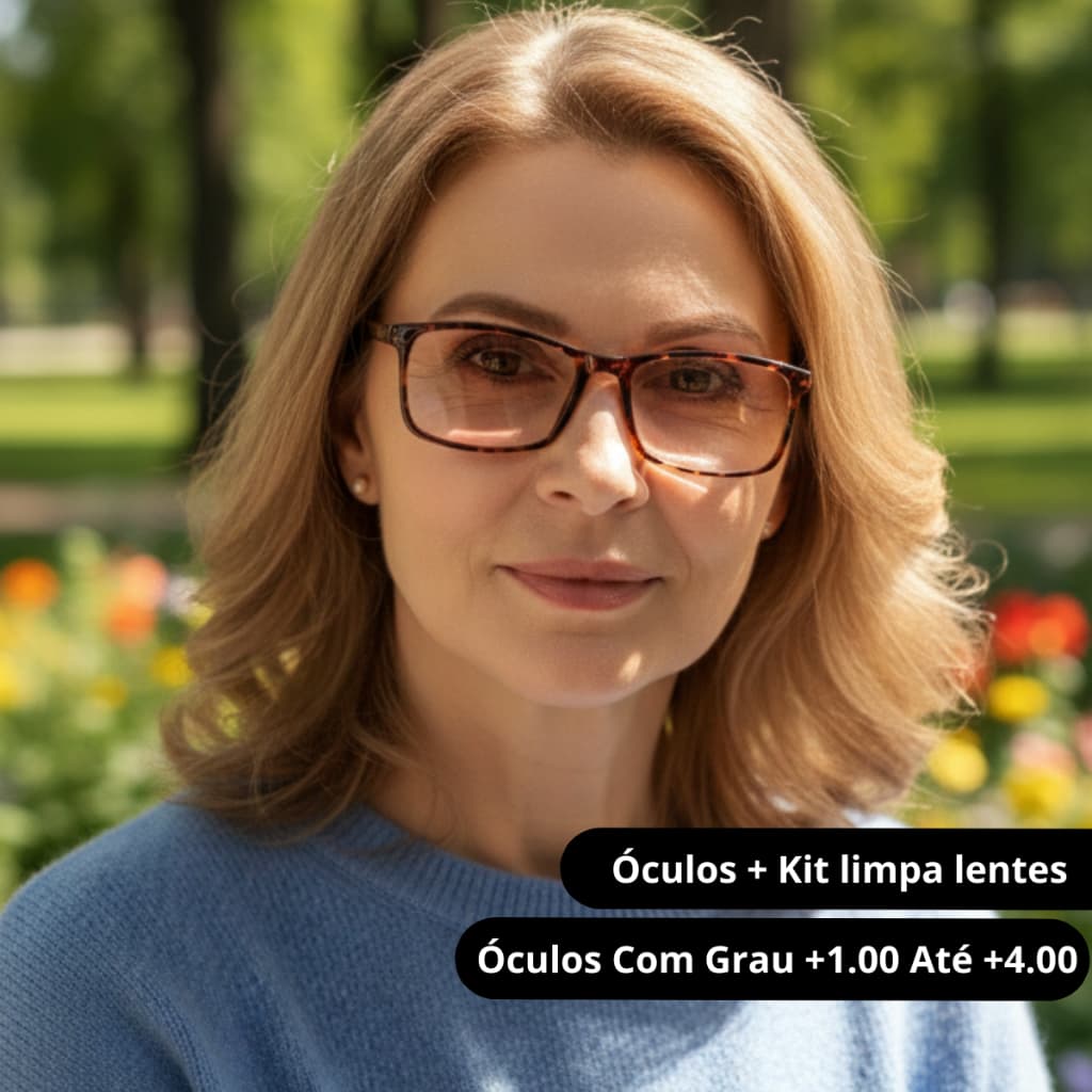 Óculos de Leitura Sol com Grau Para Perto +1,00 ate +4,00 Feminino e Masculino