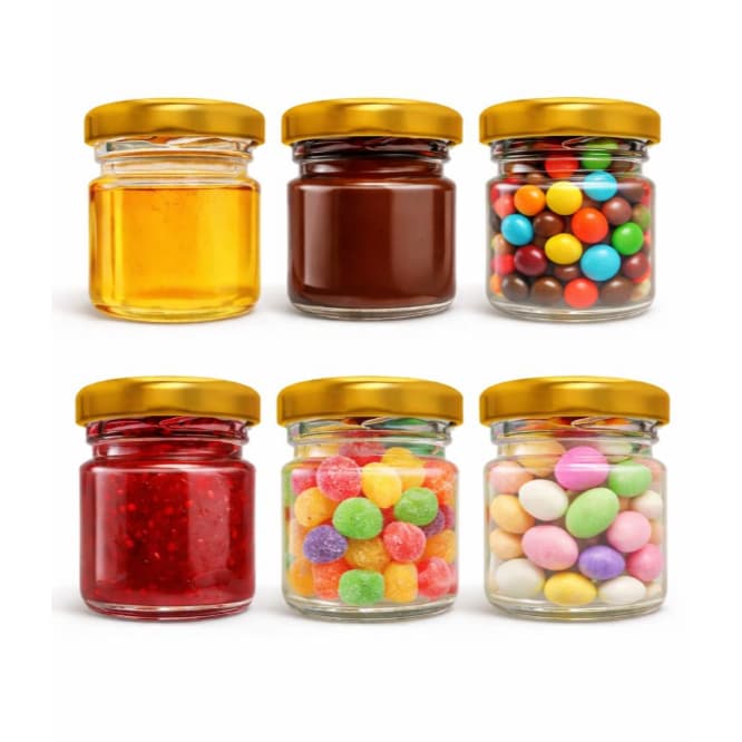 Kit potes Vidros para lembrancinhas de festas geleias brigadeiro redondo com tampa dourada
