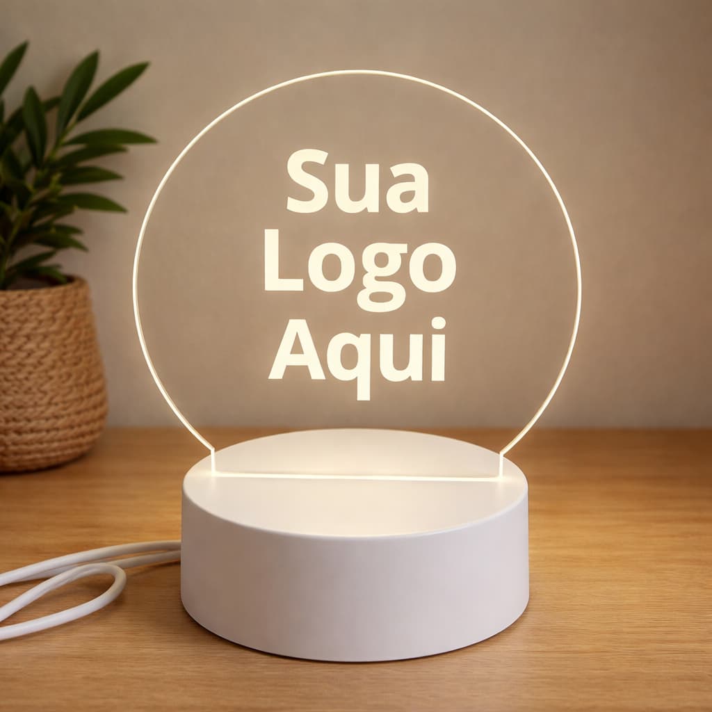 Luminária LED abajur  com Sua Logo ou Nome / Personalizada em acrílico