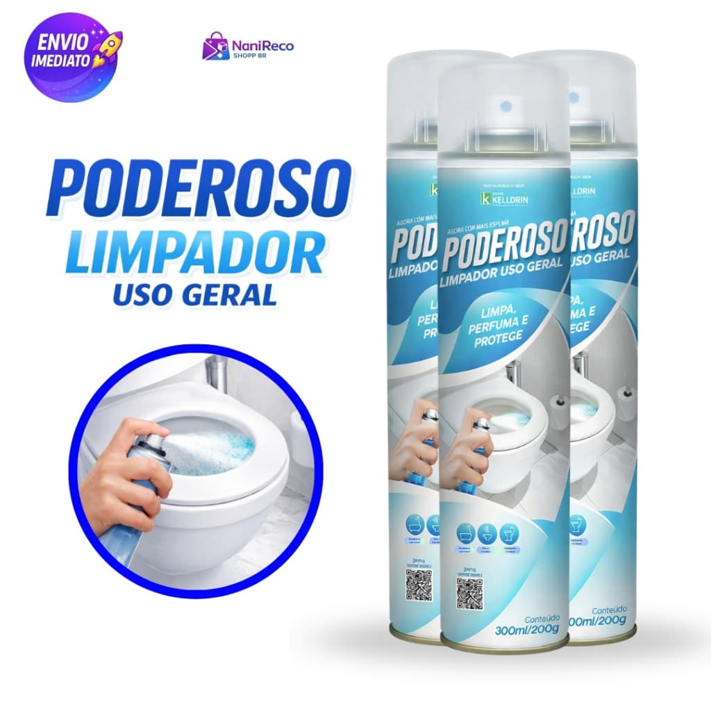 Limpador Uso Geral Spray Poderoso Limpa Perfuma Protege Banheiro Pisos Quartos