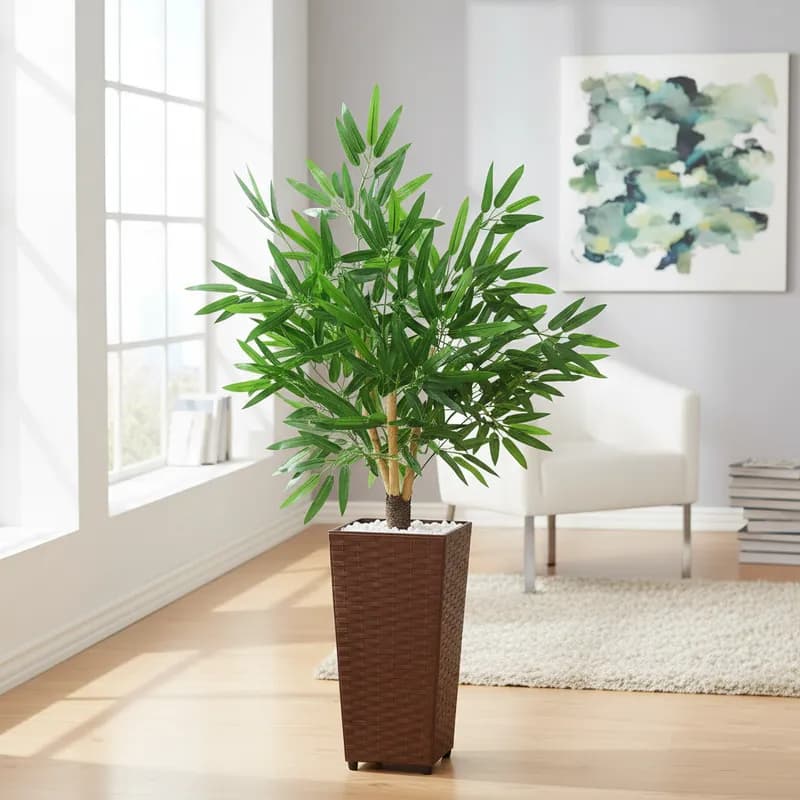 Planta Artificial Decorativa Bambu Mosso Com Vaso