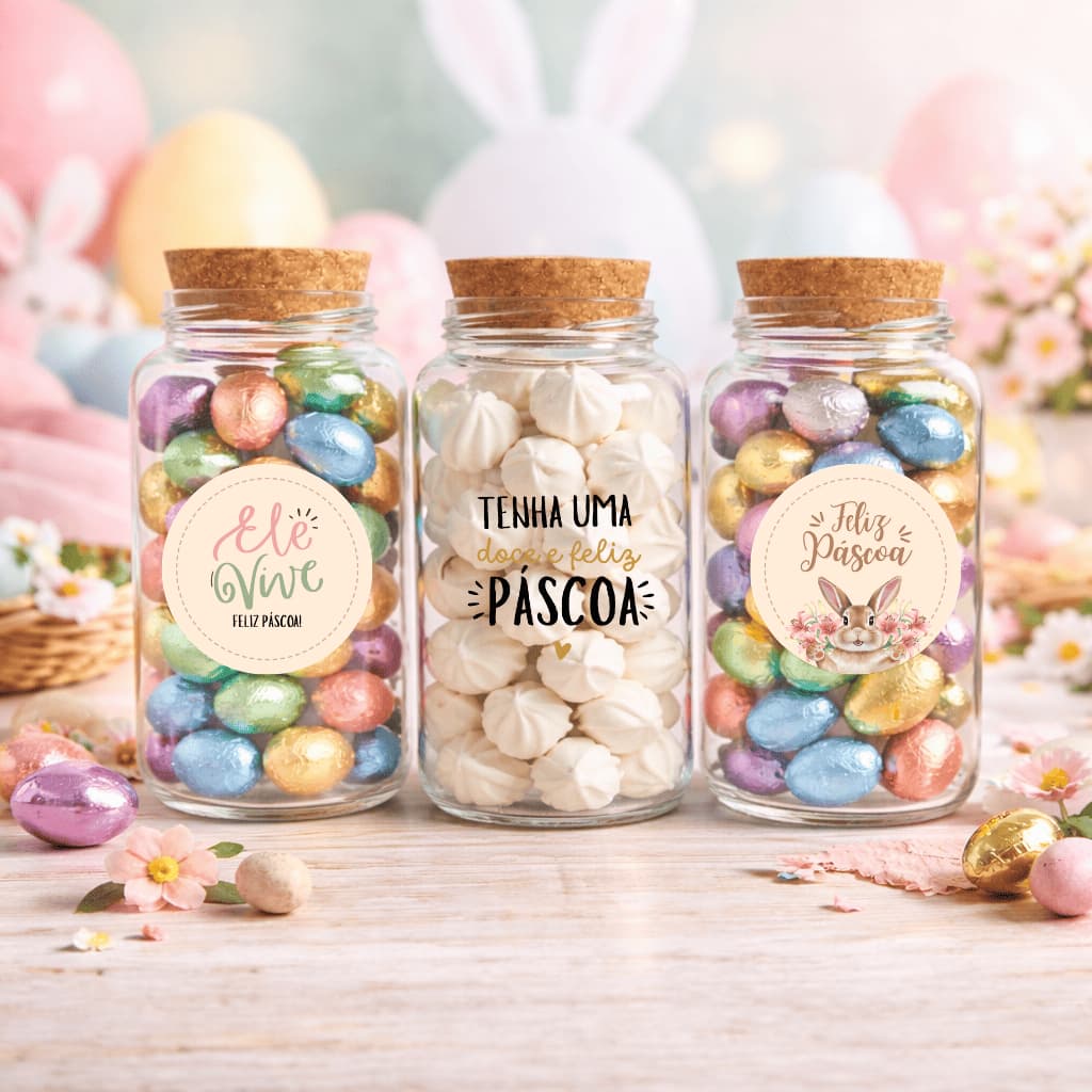 Potes de Vidro Páscoa 810ml | Lembrancinha, Presente, Suspiros, Biscoitos, Bombons