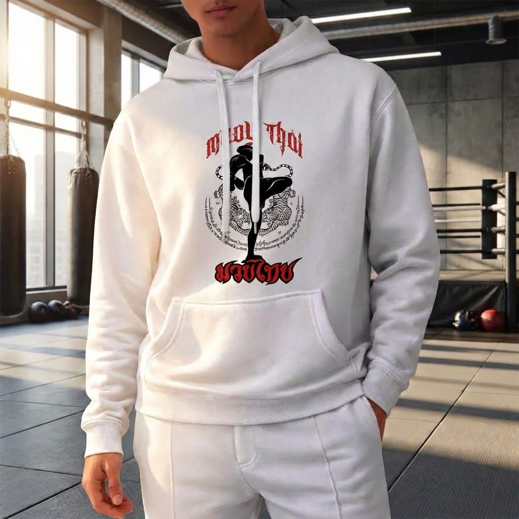 Blusa De Frio Muay Thai Artes Marcias Boxe Tailandês Moletom Canguru Unissex Algodão