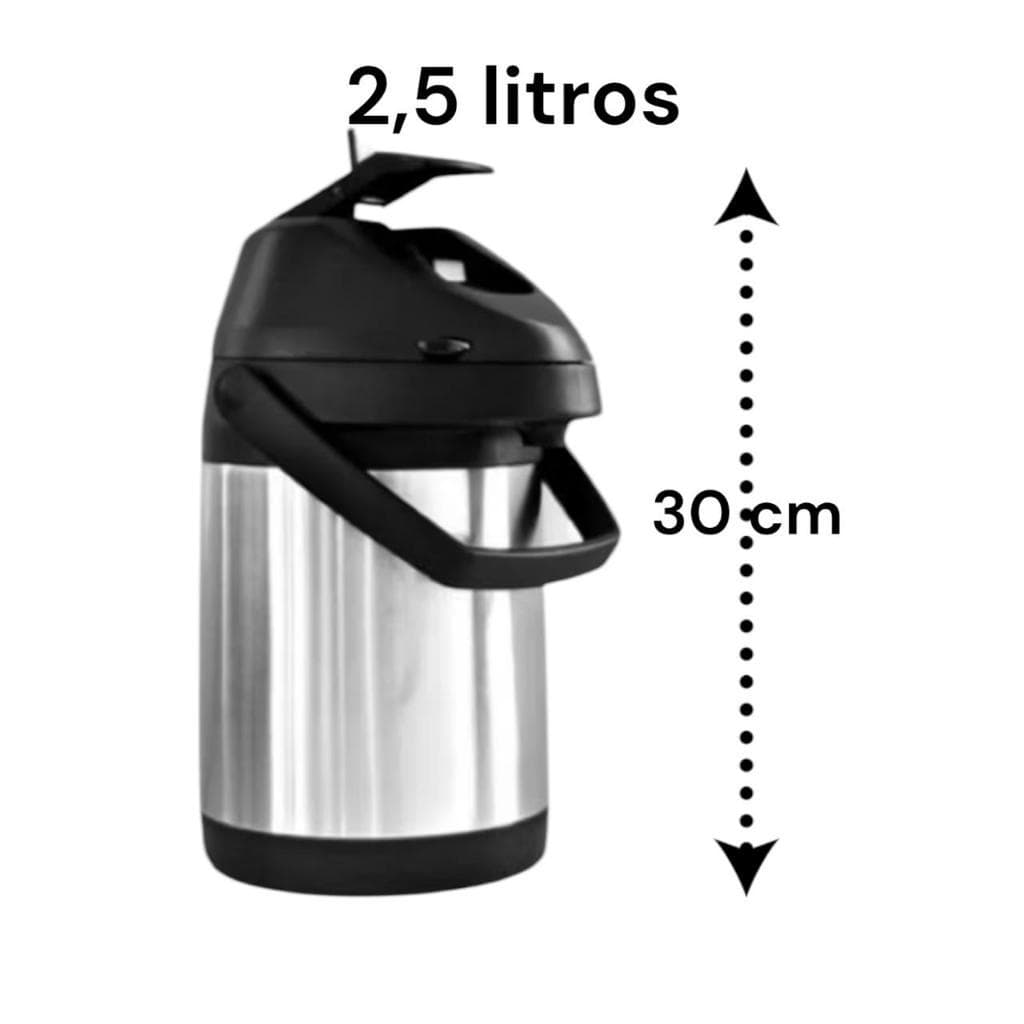 Garrafa 2,5  Litros Térmica Inox Quente e Gelado