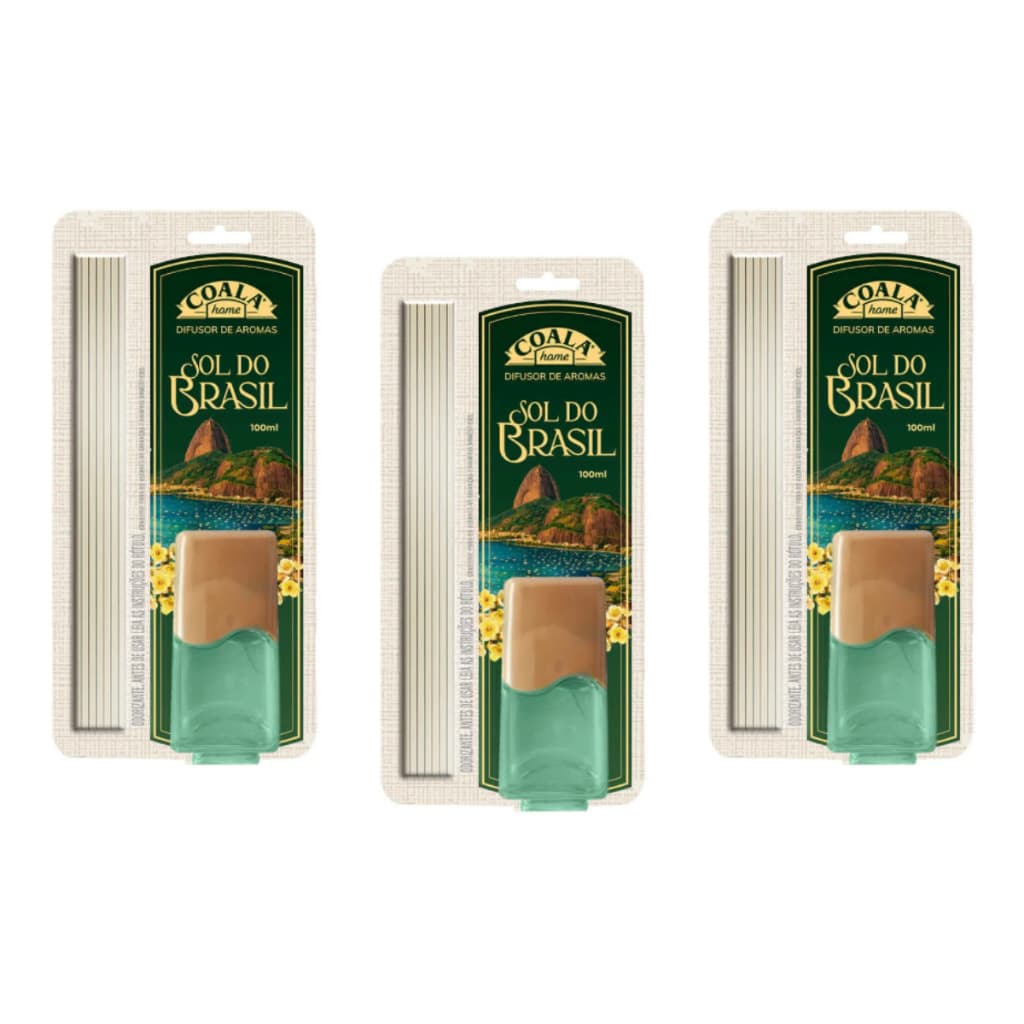 Kit 3x Difusores Coala Sol Do Brasil 100ml Para Ambiente Aromatizador Cheiroso Perfumado Concentrado