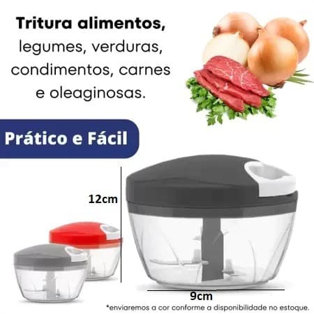 GRANDE Processador E Triturador de Alimentos Manual 3 Lâminas Multicolorido