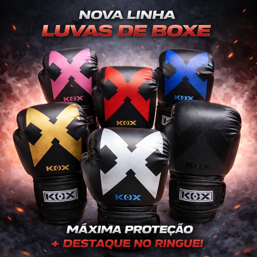 Luva KOX Boxe Muay Thai Kickboxing Profissional Palmeira Spacer Velcro Sparring Treino + Sacola de Brinde