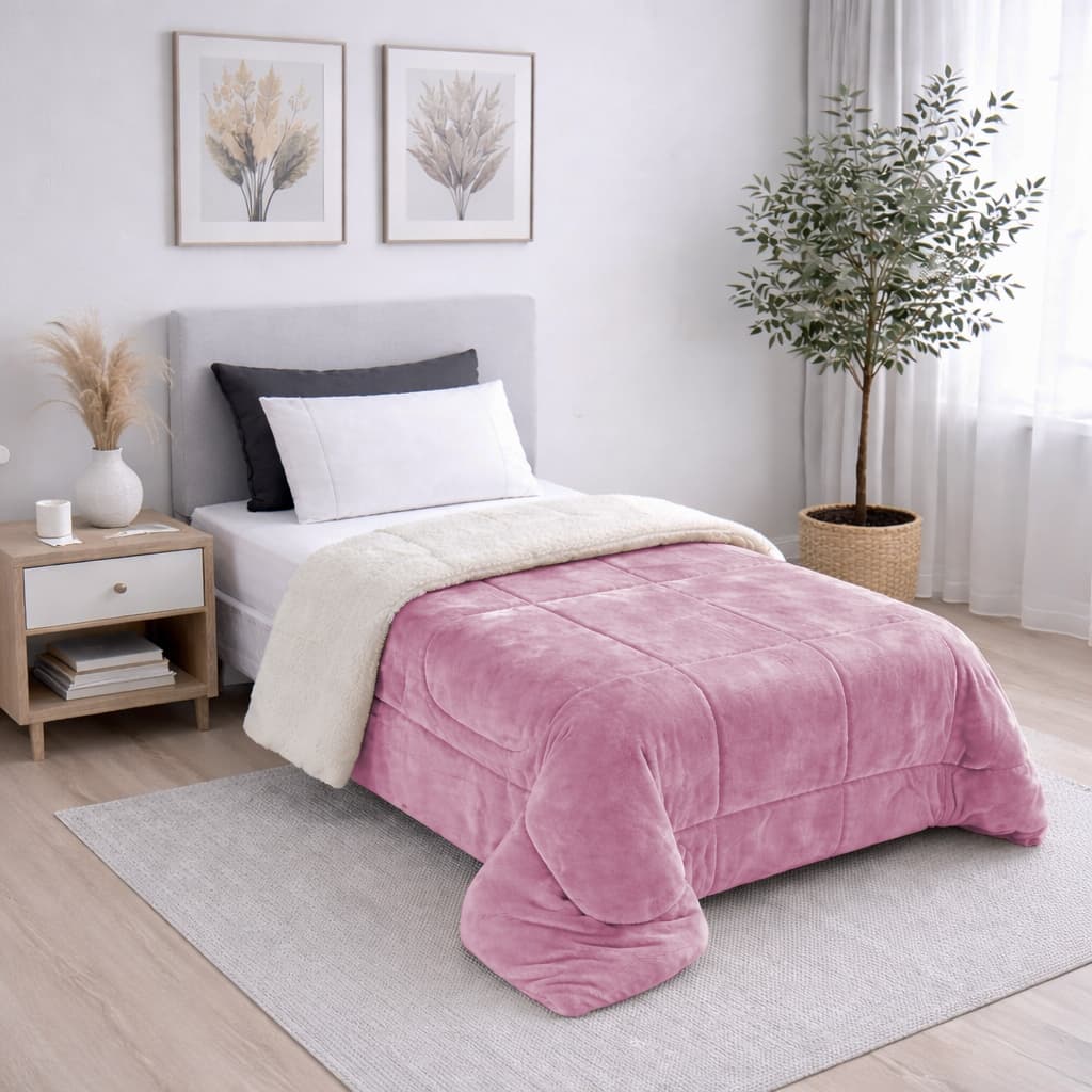 Coberdrom Cobertor Cama De Solteiro Dupla-Face Sherpa E Manta Soft Plush Para Inverno