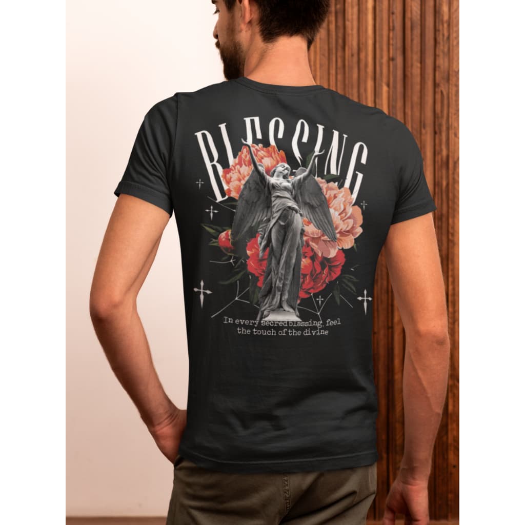Camiseta T-Shirt Algodão Estampa Streetwear Blessed Blessing nas Costas Unissex Camisetas