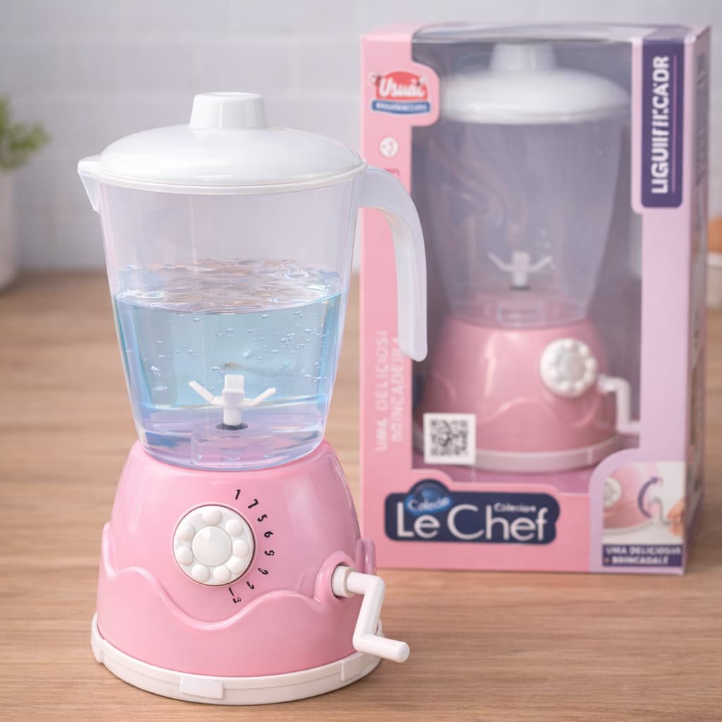 Liquidificador De Brinquedo Infantil Cozinha Faz De Conta Gira Manivela