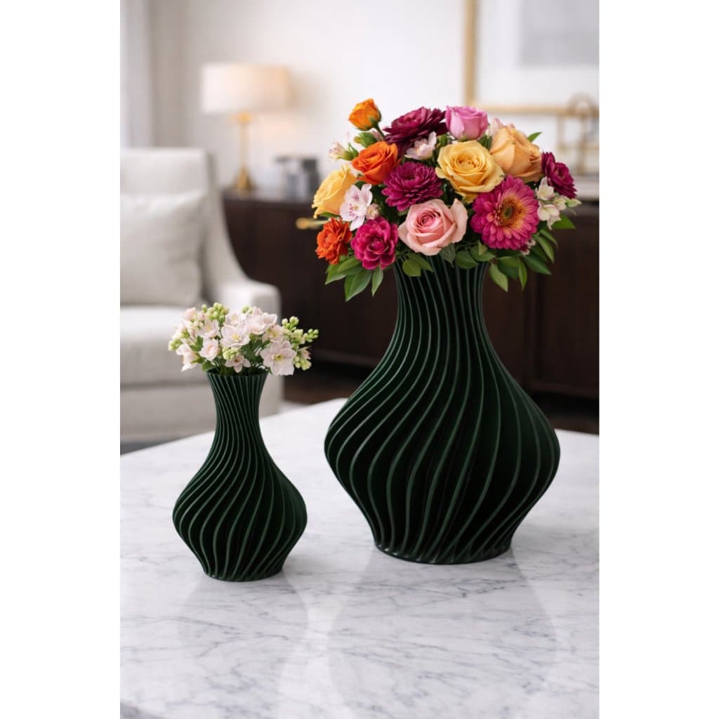 Kit 2 Vasos Decorativos Espiral Premium para Flores Médias e Grandes