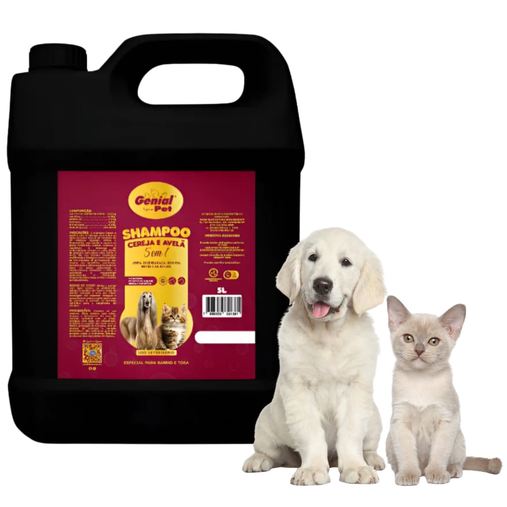 Shampoo 5 em 1 Cereja e Avelã Todas as Pelagens para Cachorro e Gato 5 Litros - Banho e Tosa