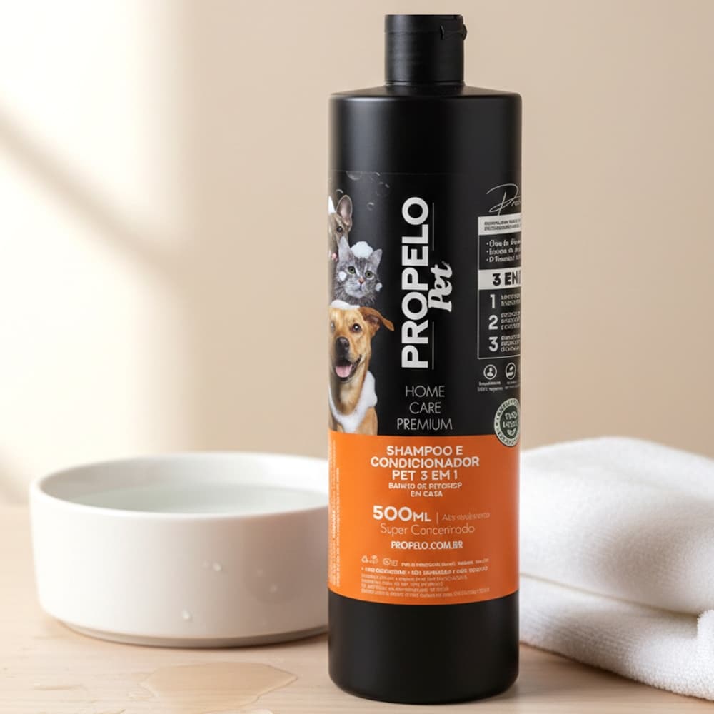 Shampoo e Condicionador Pet 3em1 Premium Banho em Casa 500ml