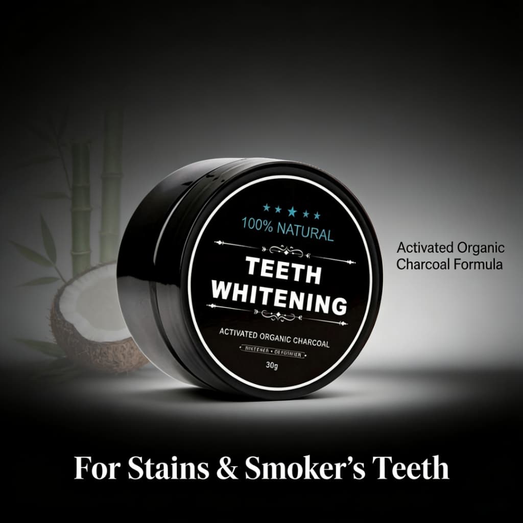 Teeth Whitening Powder 30g – 100% Natural Activated Charcoal Formula, Perfect for Smokers, Coffee Drinkers, and Stained