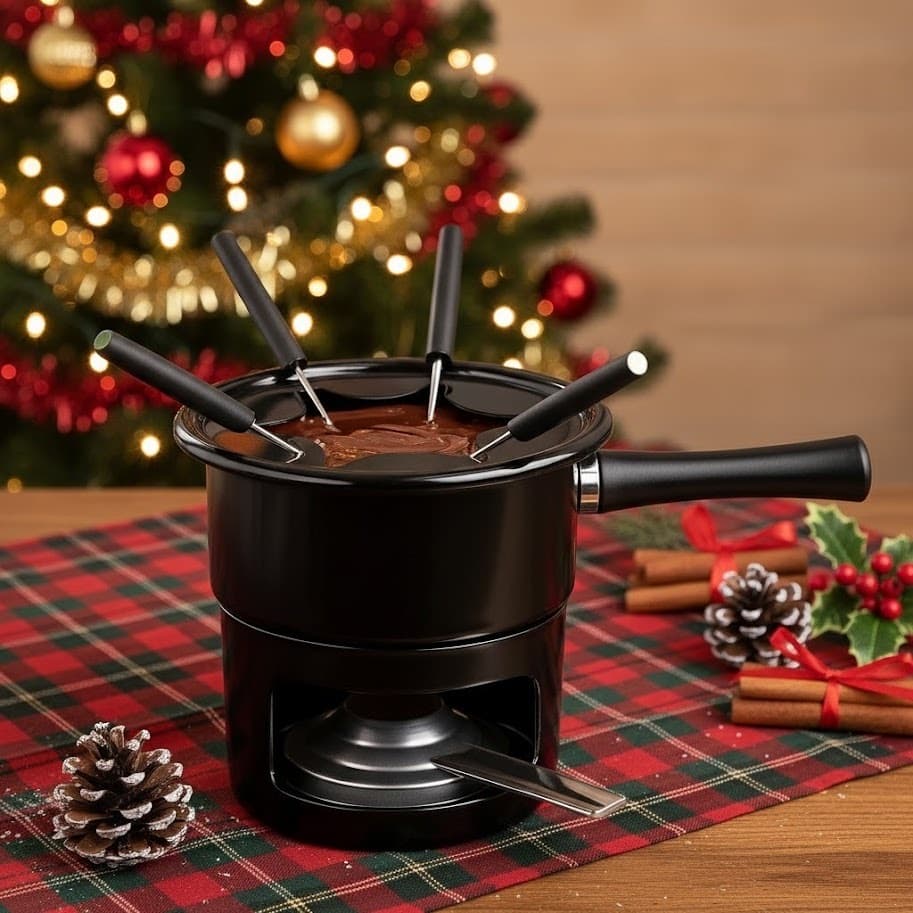 Conjunto Aparelho Fondue 4 Garfos Rechaud Serviço 8 Peças Fogareiro Inox Cozinha Mesa Fogo