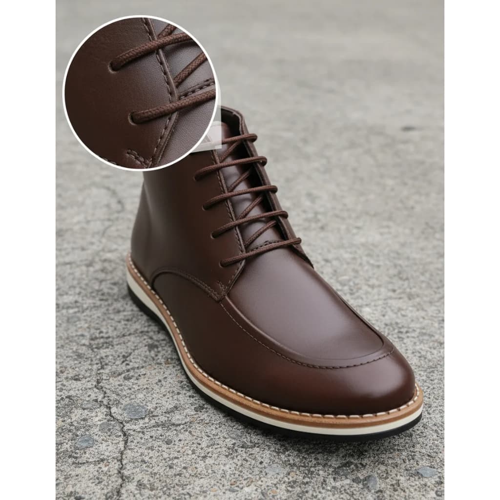Bota Botina Couro Legitimo Oxford Esporte Fino Elegante Terno Igreja Social Casual Café