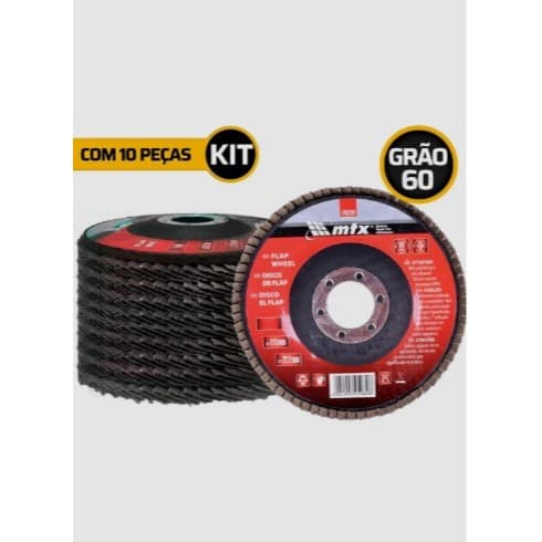 Discos De Lixa Flap 4.1/2 Desbaste Lixadeira Grão 60 KIT 10 UNIDADES
