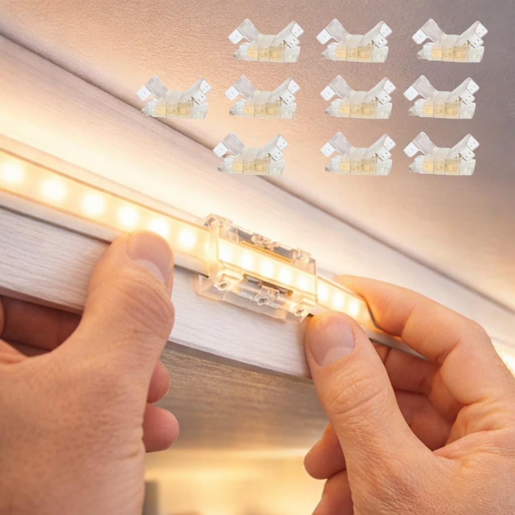 Kit 10 Conectores Emenda Reta 8mm Para Fita Led Sem Solda Todos os tipo de fita led