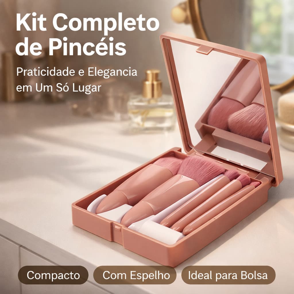 Conjunto De Pincéis De Maquiagem Portátil Com 5 Peças e Esto