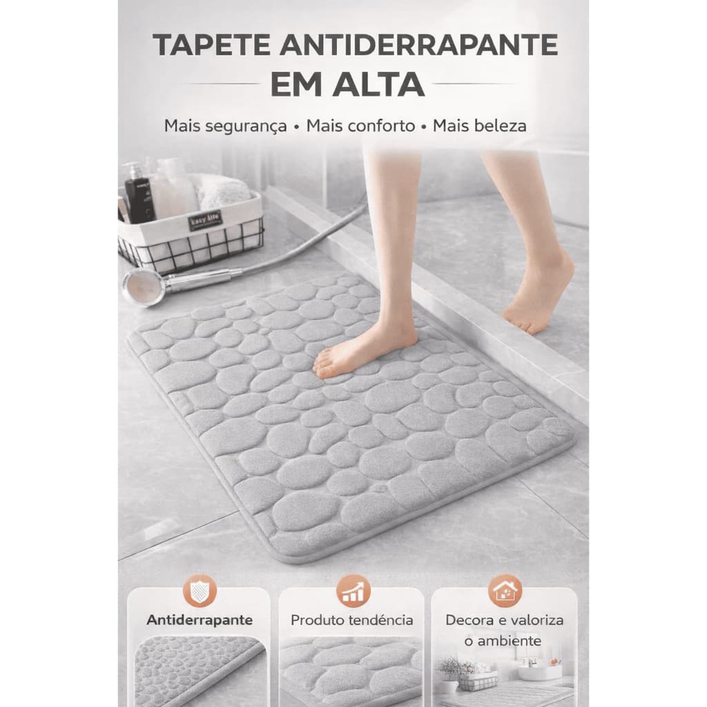 Kit 2 3 4 Tapetes Soft Luxo Cinza Antiderrapante Super Absorvente Banheiro Sala Cozinha Quarto Corredor 40x60cm