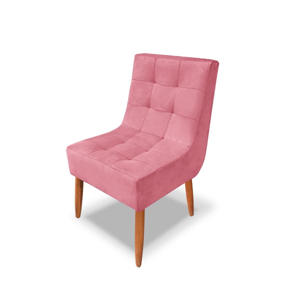 Cadeira Rosa Trida Estofada Suede Design Exclusivo Moderna Confortável