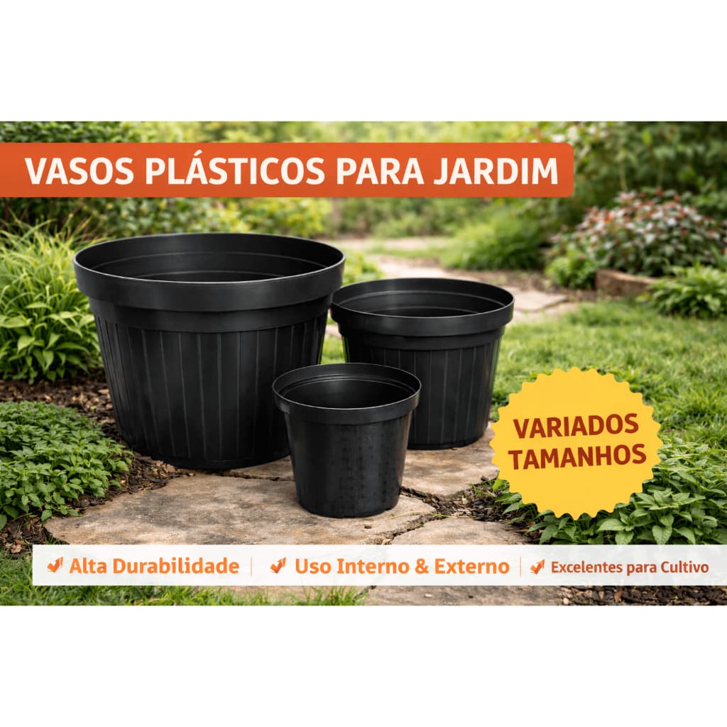 Vaso Grande Plástico Resistente para Plantas – Jardim, Varanda e Área Externa