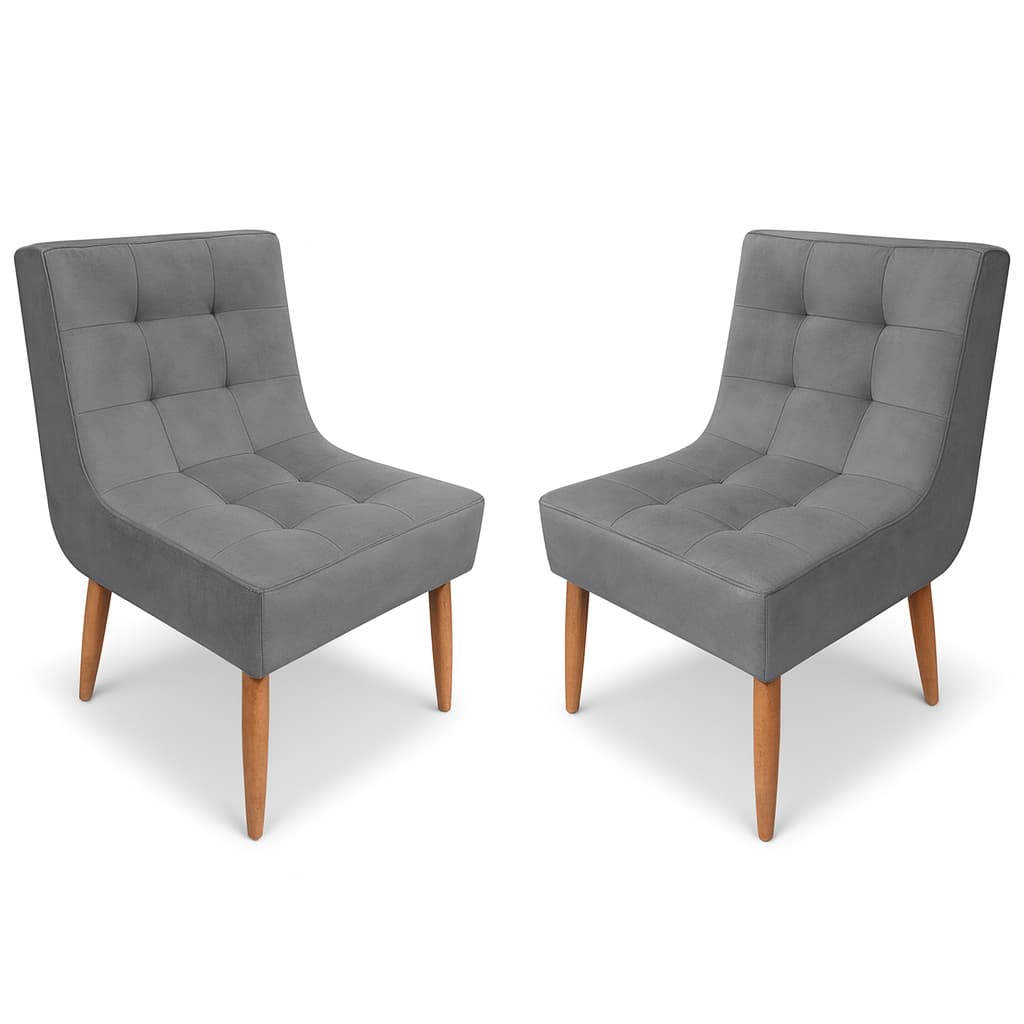 Cadeira Trida Cinza 2 Unidades Kit Tecido Suede Espuma D23 Confortável Pés Palito