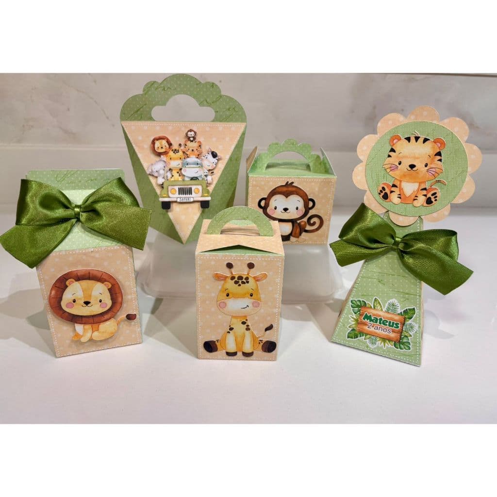 Caixas Personalizadas para Festa Infantil Safari com Montagem Fácil