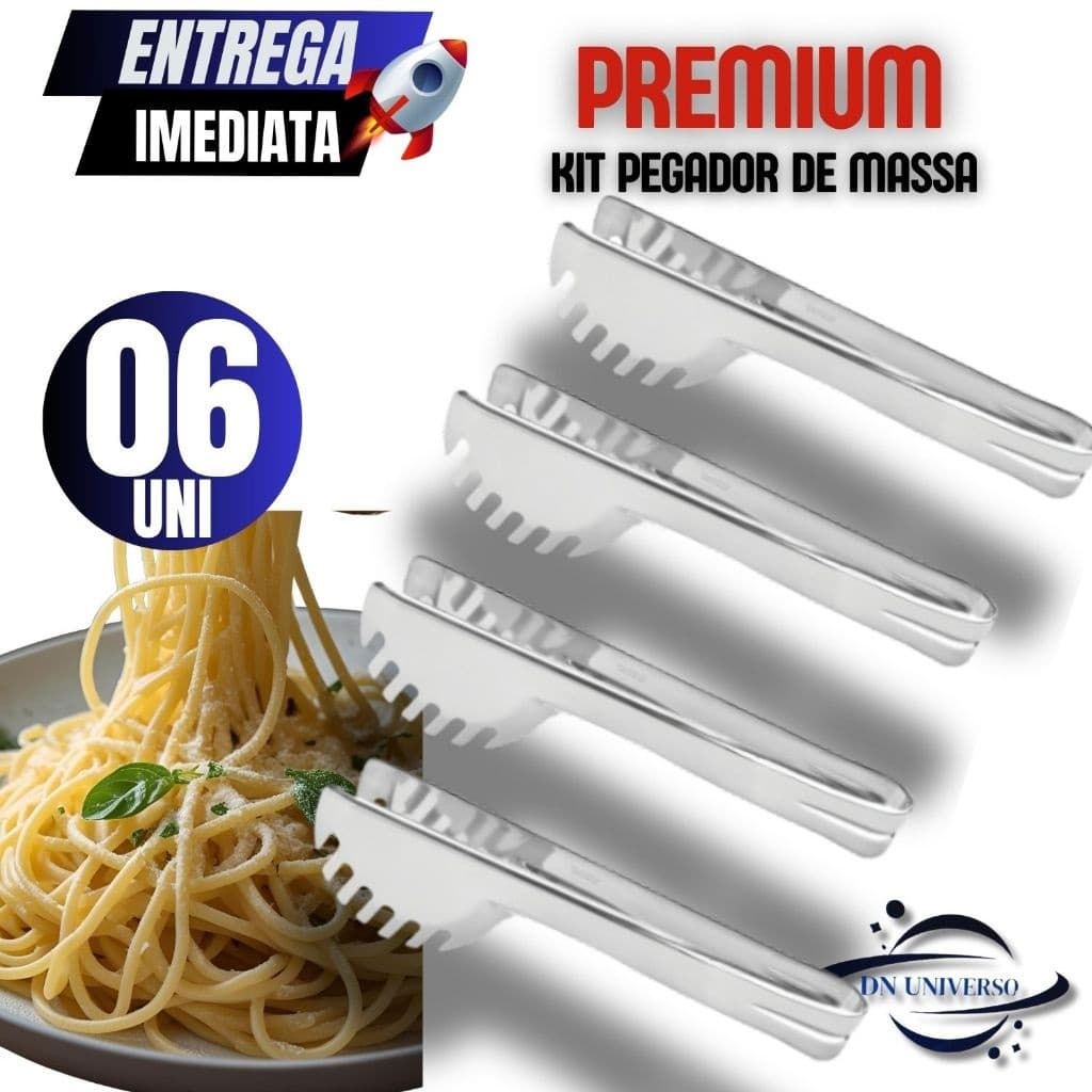 Conjunto 06 Unidades Pegador de massa profissional  20 cm Para salada massa Cozinha Inox Multiuso Variáveis