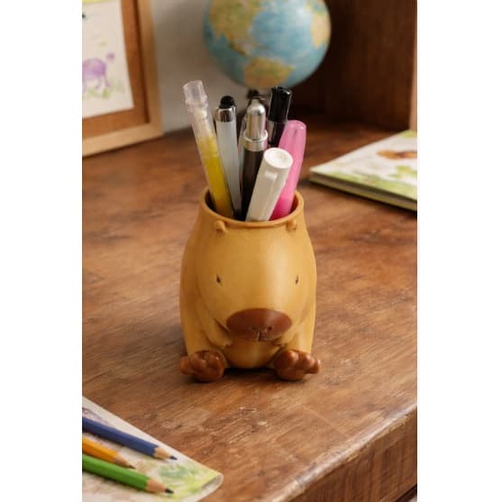 Porta Caneta Capivara 8cm Organizador de Mesa Decorativo em Termoplástico