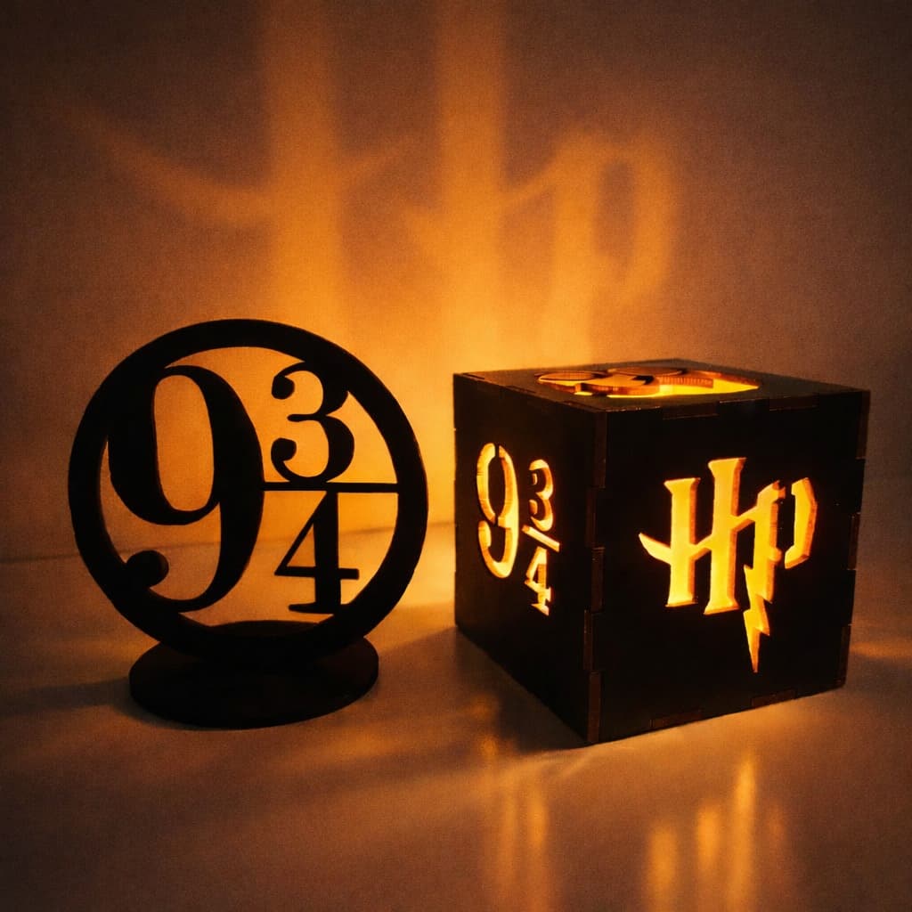 Luminária Mundo Bruxo E Totem Plataforma Em MDF Decorativo para Escrivaninha Quarto