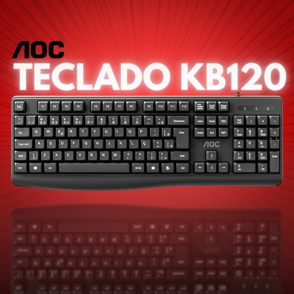 Teclado Office ABNT2 Padrão Silencioso USB Ergonômico Confortável  Simples Para Escritório KB120