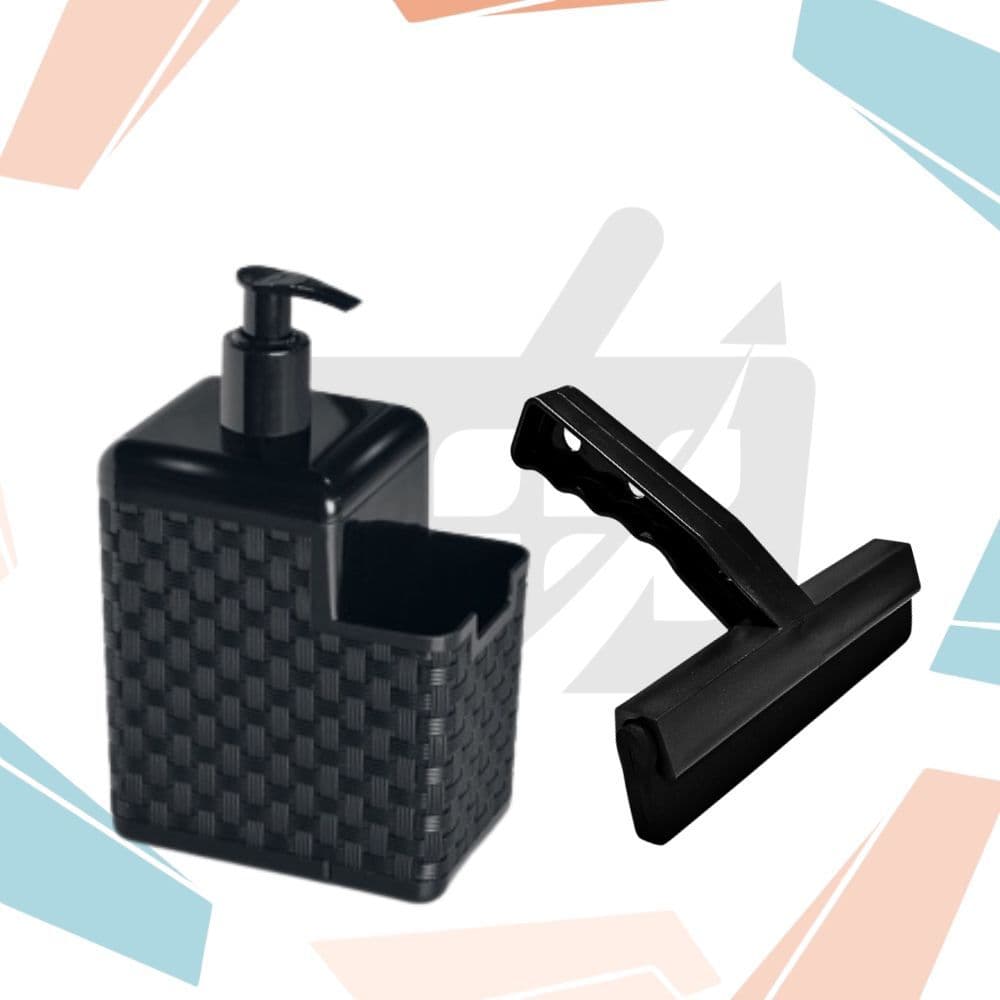 Porta Detergente Sabão Dispenser 2 em 1 Com Suporte Para Bucha Esponja e Rodo + Rodo ou Dispenser (separados)