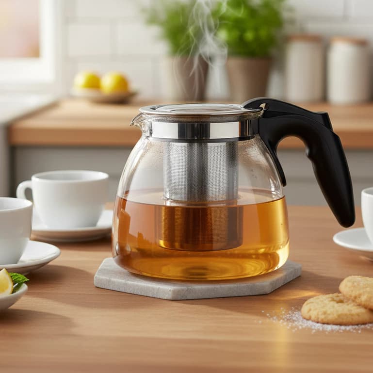 Chaleira Bule de Vidro 950ml com Infusor Inox | Bule para Chá Café Ervas – Alta Resistência