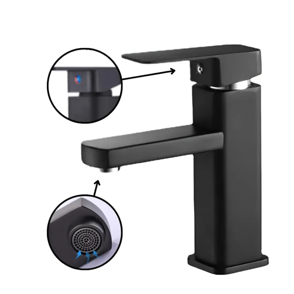Torneira Para Banheiro Lavabo Cuba Luxo Moderna Preta